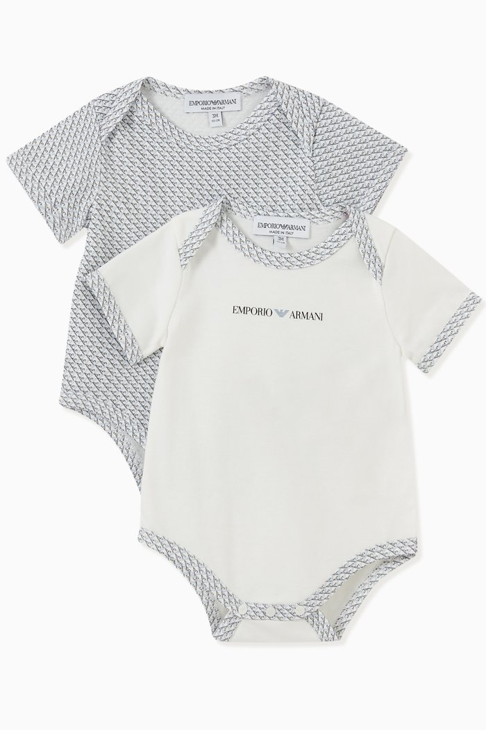 

EA Eagle Logo Bodysuit in Cotton, Set of 2, Blue