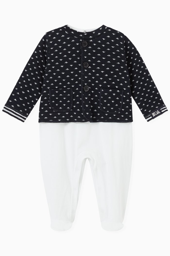 

EA Micro Eagle Jumpsuit in Cotton, Blue