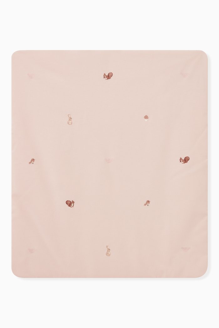 

Woodland Animals Blanket in Cotton, Pink