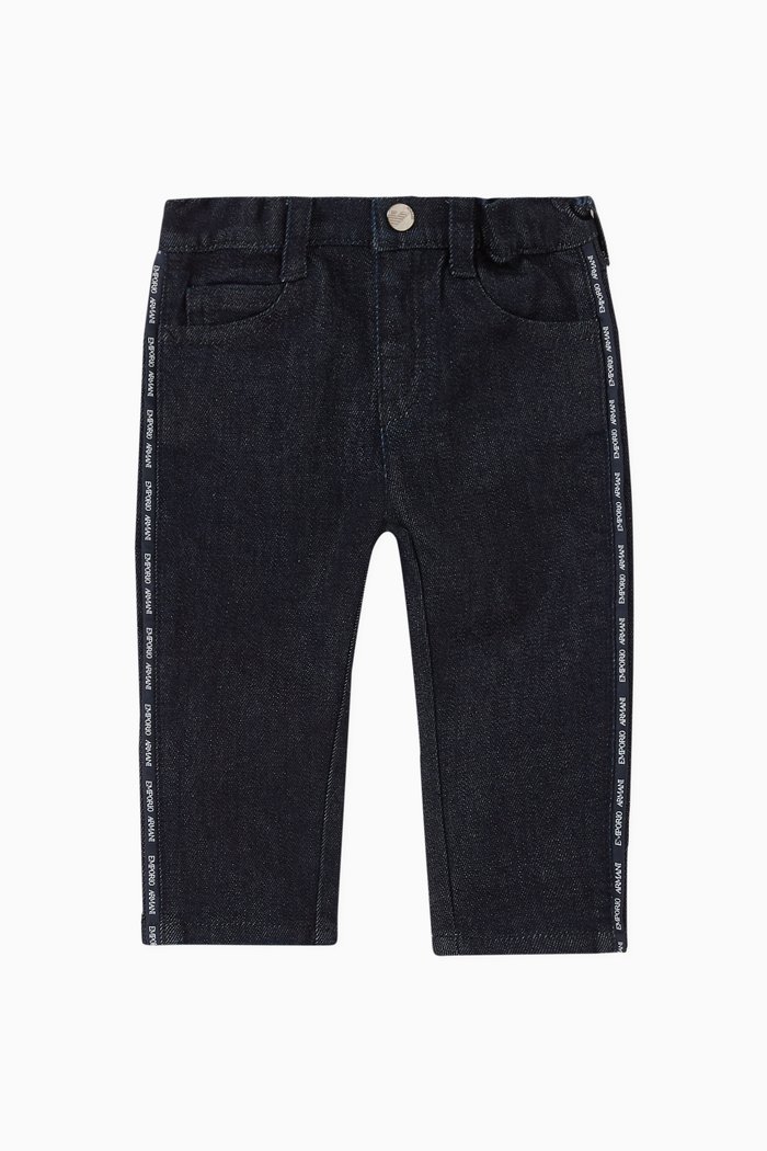 

EA Logo Tape Jeans in Denim, Blue
