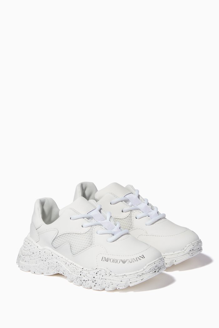 

Speckled Chunky Sneakers in Bovine Leather & Mesh, White