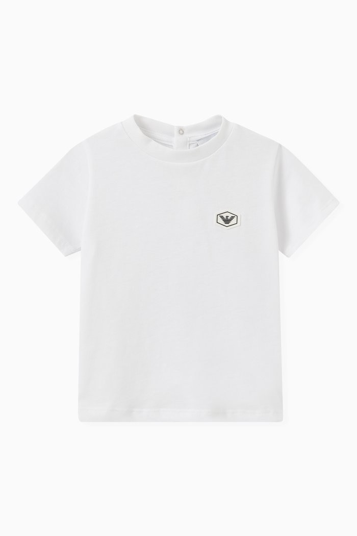 Micro Logo Badge T-shirt in Cotton Jersey, White