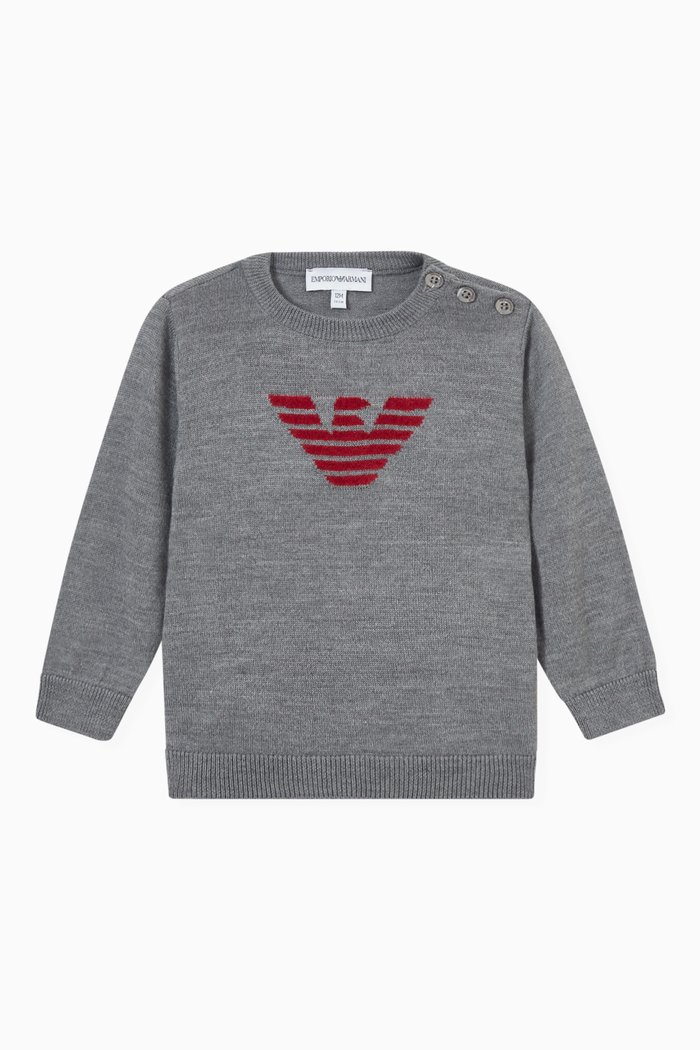

Logo Sweater in Jacquard Knit, Grey