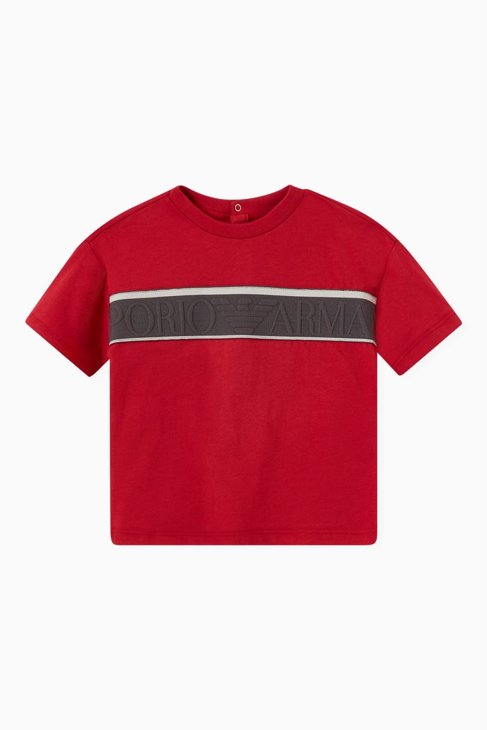 

EA Logo Tape T-shirt in Cotton Jersey, Red