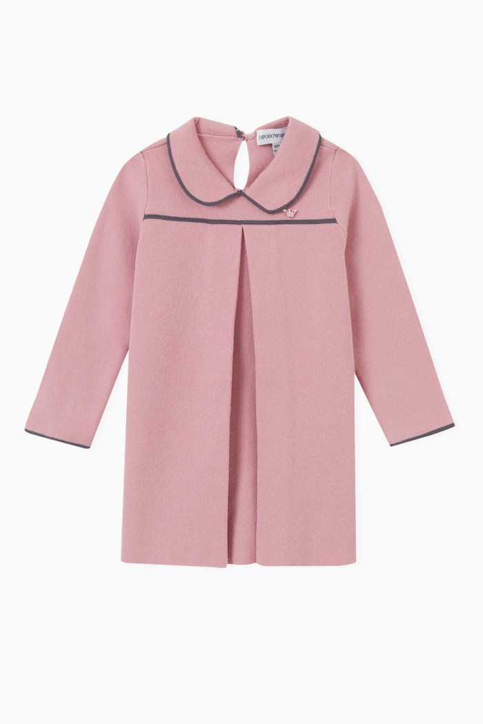 

EA Micro Eagle Pleated Dress in Viscose-blend Knit, Pink