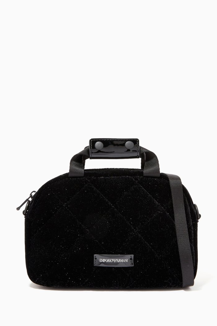 

Glittery Crossbody Bag in Chenille, Black