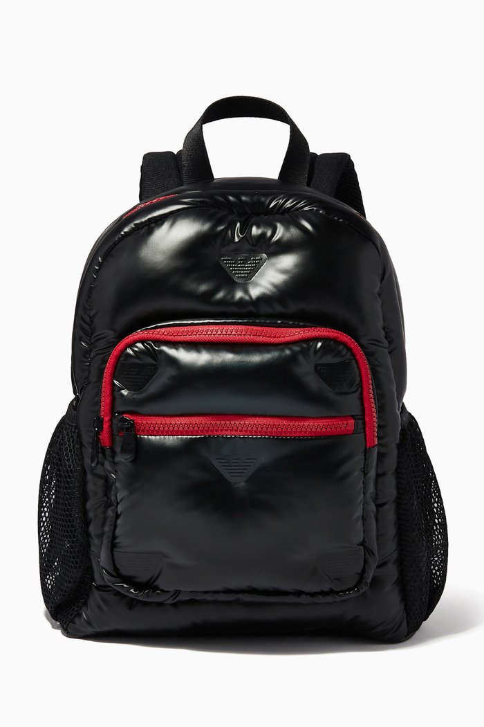 

Embossed Eagle Backpack in Padded Nylon, Black