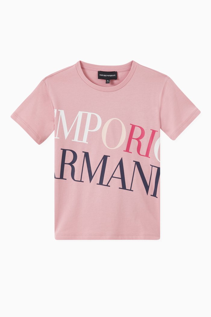 

EA Macro Logo T-shirt in Cotton Jersey, Pink