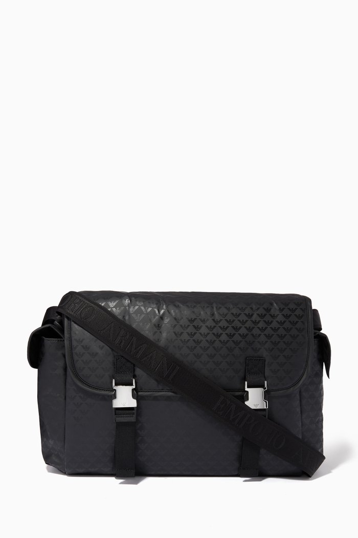 

EA Eagle Monogram Diaper Bag Set in Nylon, Black