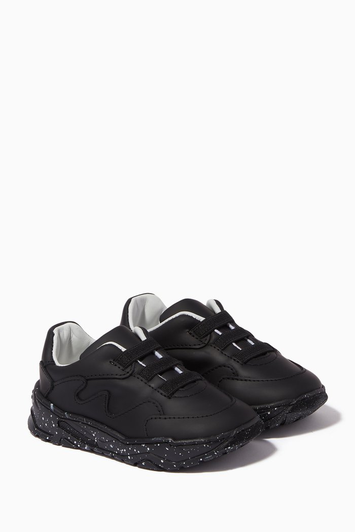 

Speckled Chunky Sneakers in Bovine Leather & Mesh, Black