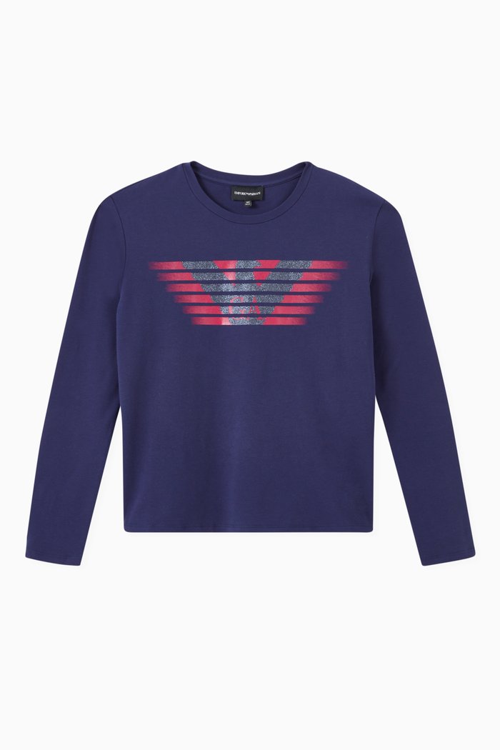 

EA Macro Eagle Stripe T-shirt in Cotton Jersey, Purple