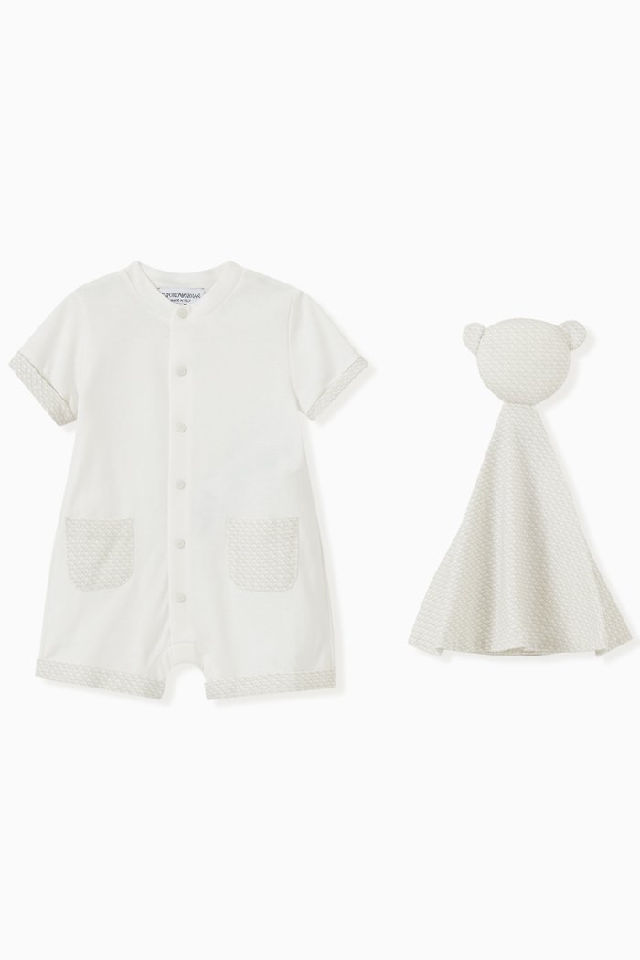 

EA Essential Romper & Bear Comforter Set in Cotton, Neutral