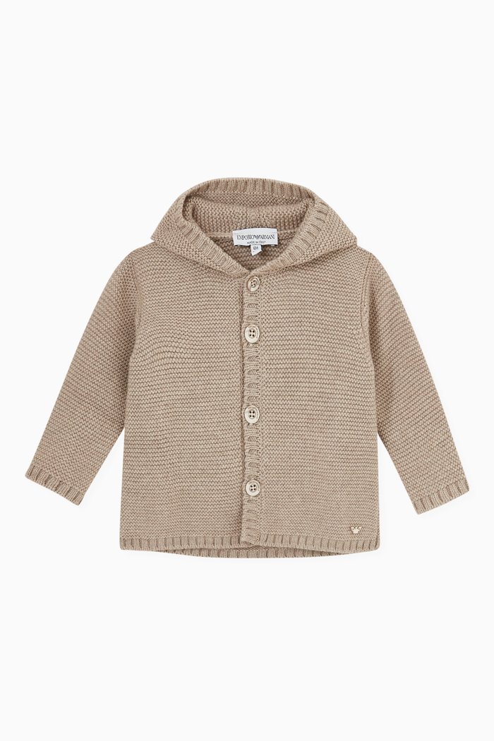 

Hooded Cardigan in Virgin Wool, Neutral