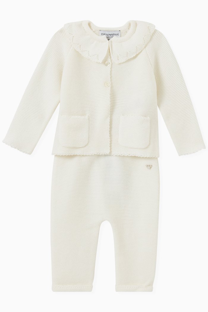 

EA Cardigan and Trousers Set in Cotton, Neutral