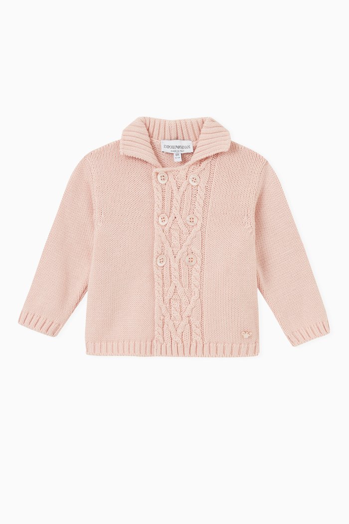 

Double Breasted Cardigan in Wool-blend Knit, Pink