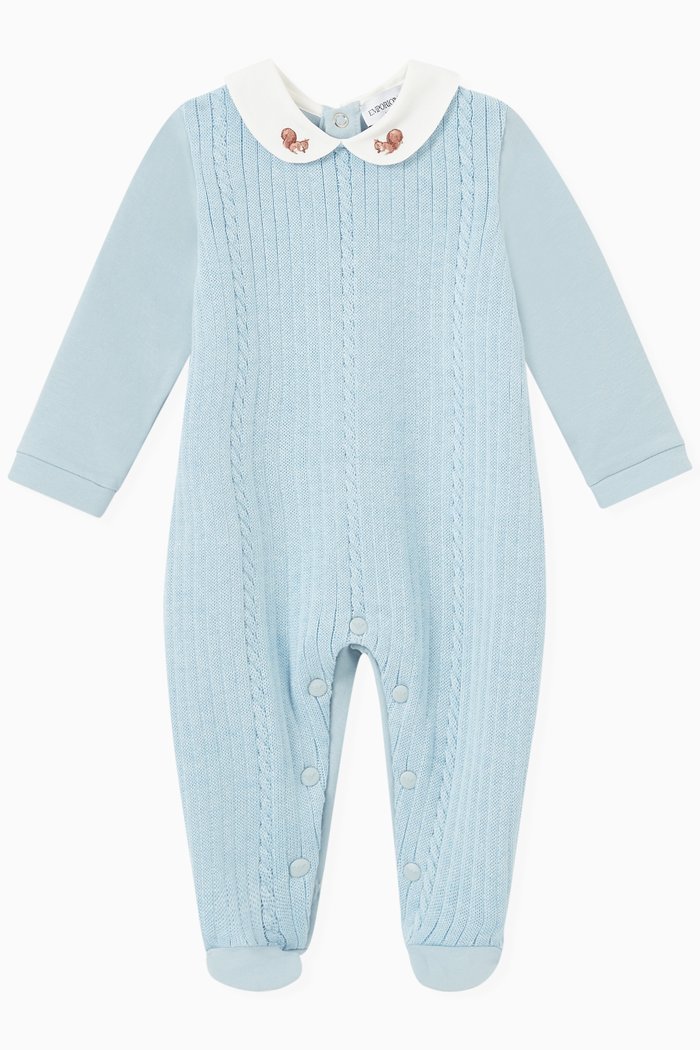 

Woodland Animal Jumpsuit in Cotton, Blue