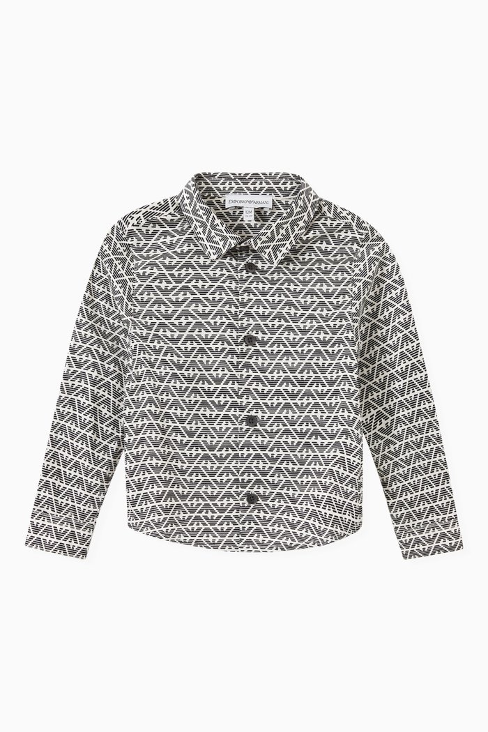 

EA Eagle Print Shirt in Stretch Cotton, White