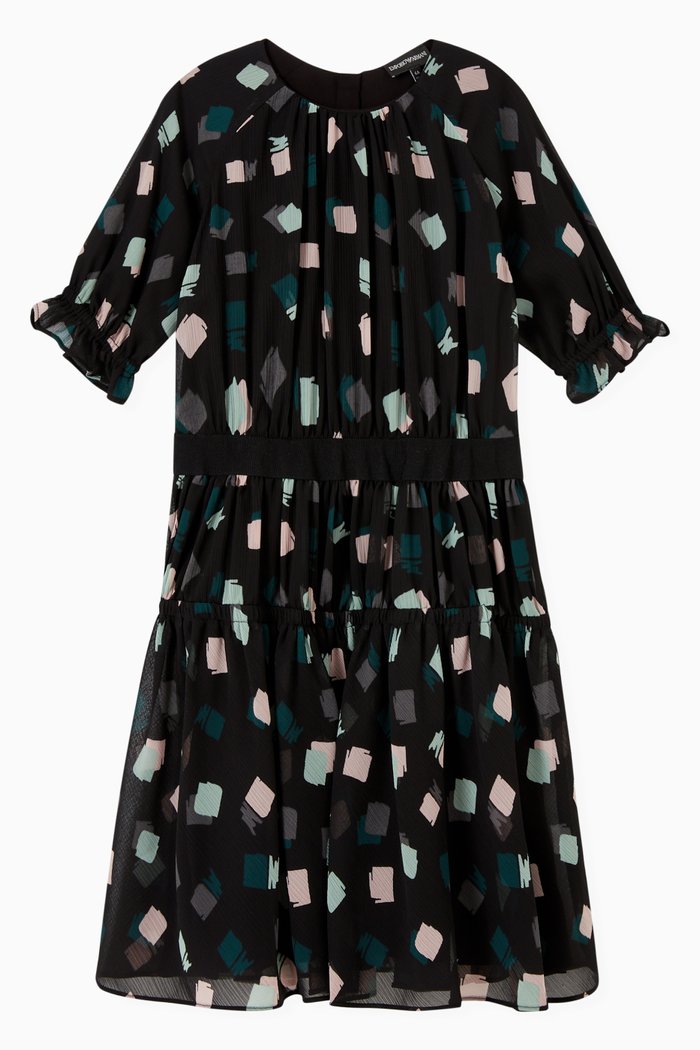 

Pleated Confetti Dress in Crepe Chiffon, Black