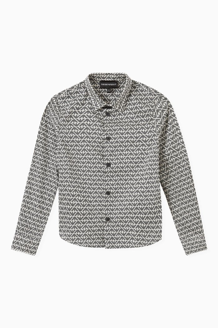 

EA Eagle Print Shirt in Stretch Cotton, Black