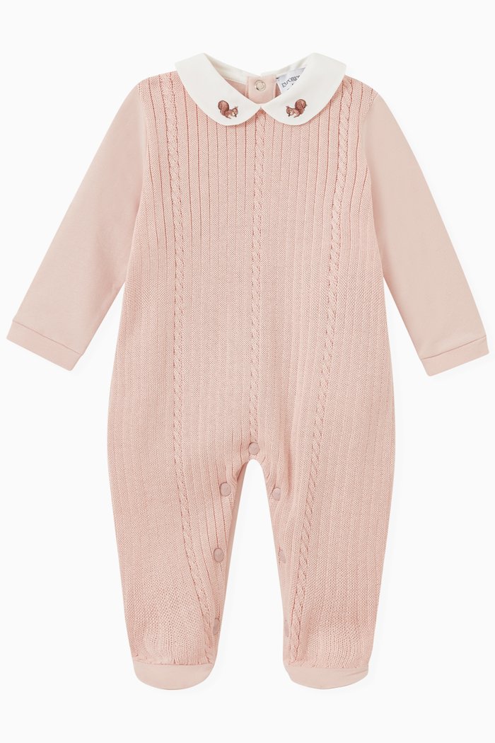 

Woodland Animal Jumpsuit in Cotton, Pink