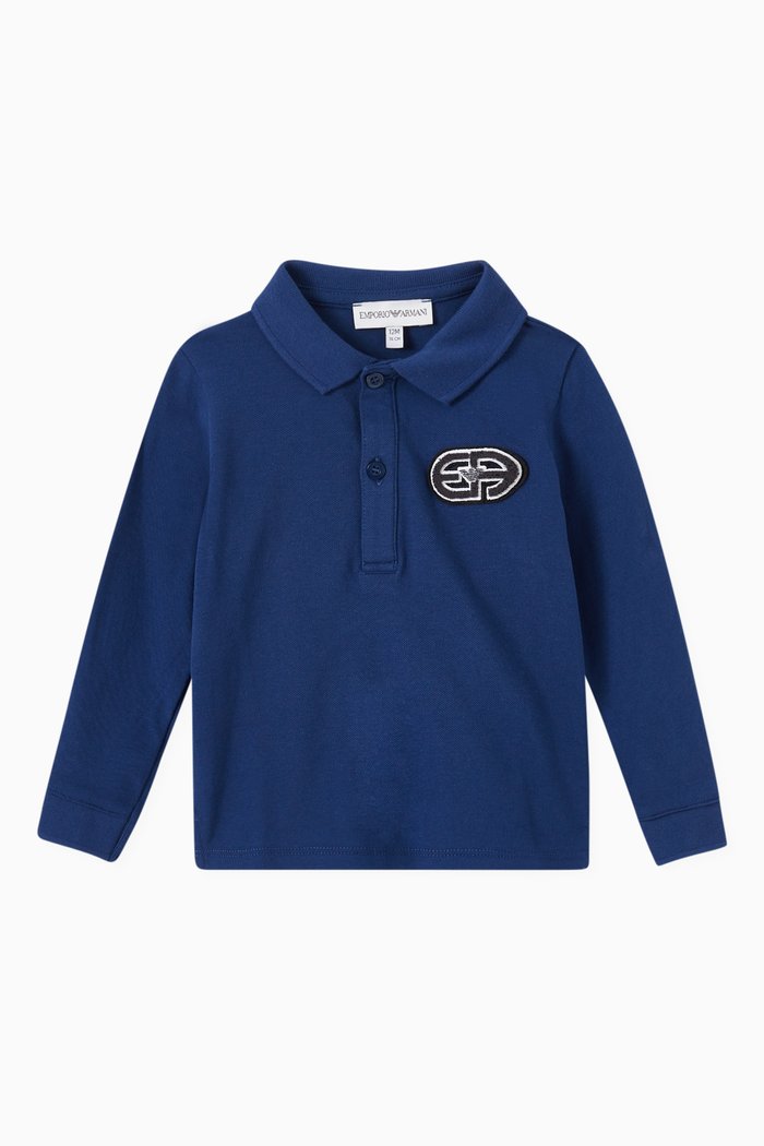 

Reacreate Logo Polo Shirt in Cotton, Blue