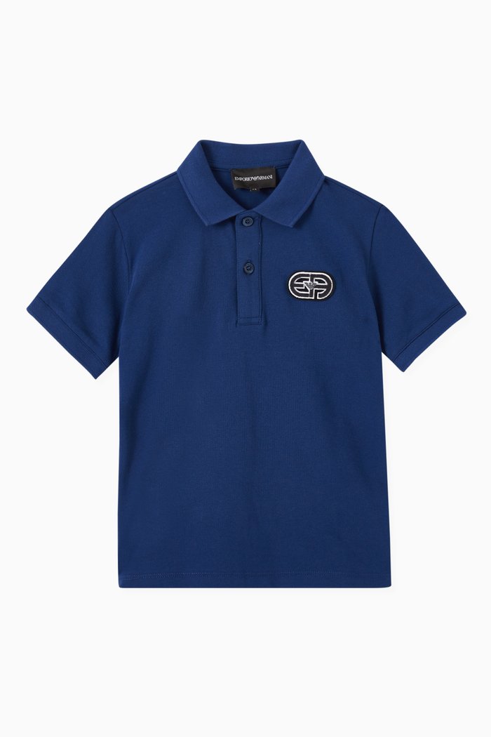 

Reacreate Logo Polo Shirt in Cotton, Blue