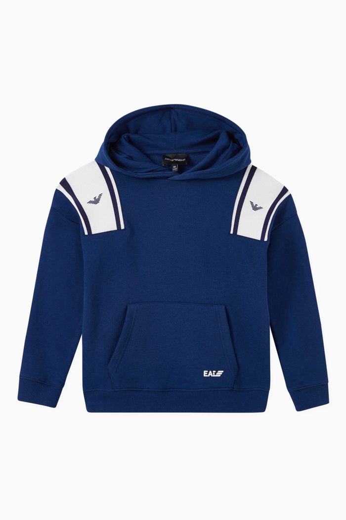 

EA Crew Capsule Logo Tape Hoodie in Cotton, Blue