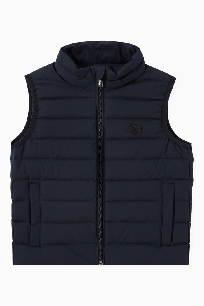 Logo Quilted Vest, Blue