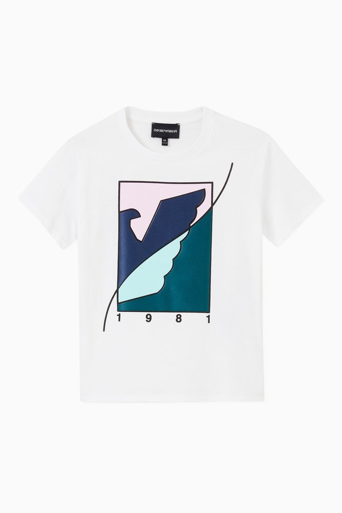 

EA Colour Block Eagle T-shirt in Jersey, White