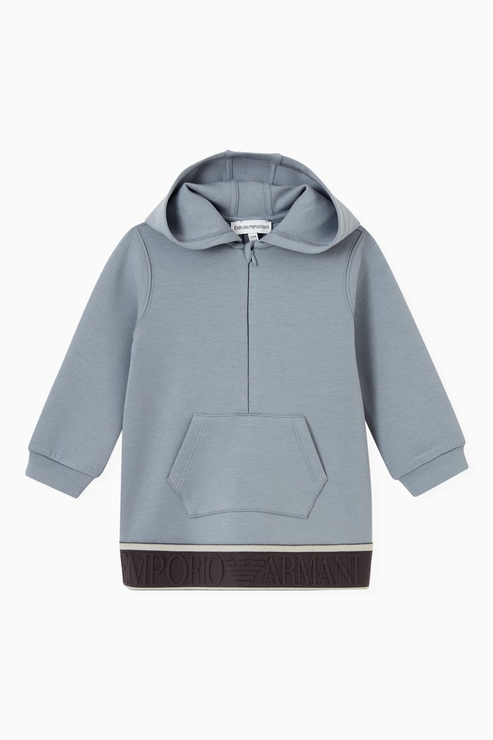 

EA Logo Tape Hooded Dress in Jersey, Blue
