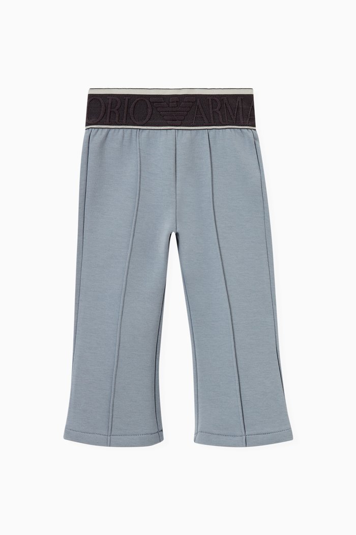 

EA Logo Tape Flared Joggers in Jersey, Blue