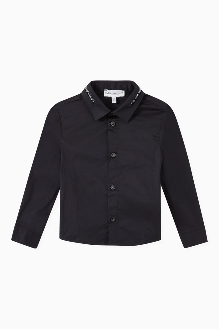 

EA Logo Tape Shirt in Stretch Cotton, Blue