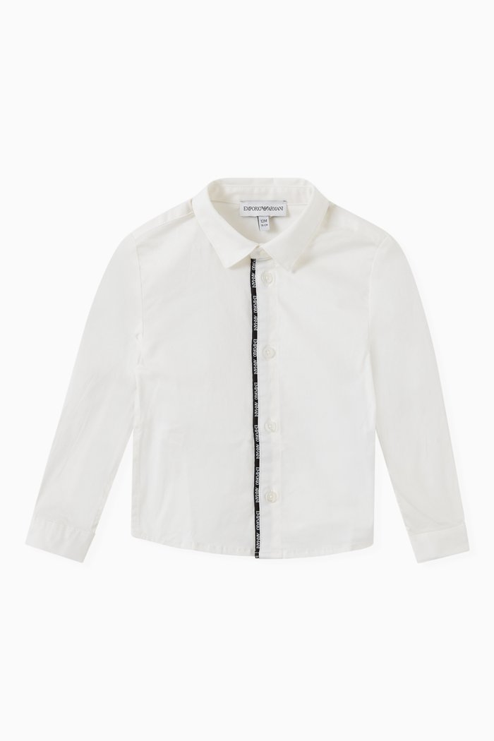 

EA Logo Tape Shirt in Stretch Cotton, White