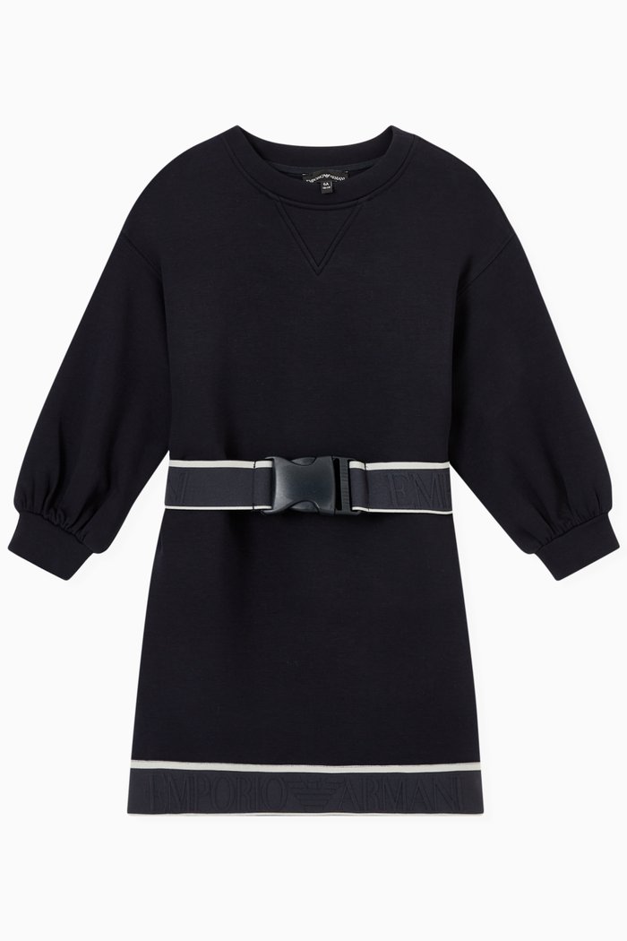 

EA Logo Belt Sweatshirt Dress in Jersey, Black