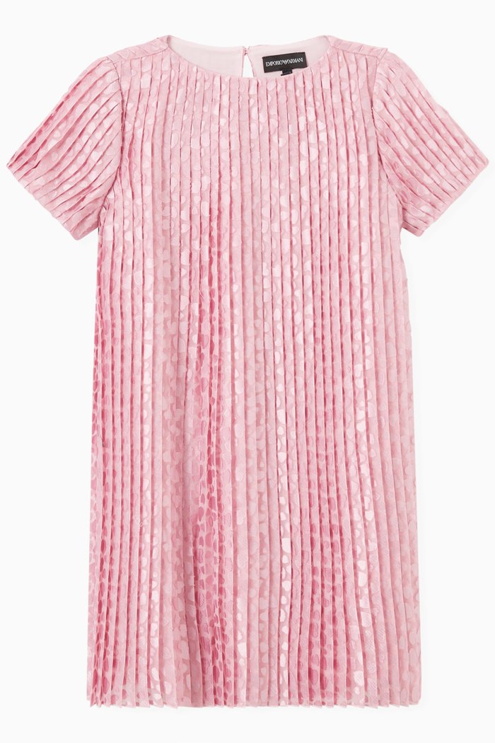 

Heart-leopard Pleated Dress in Devoré, Pink