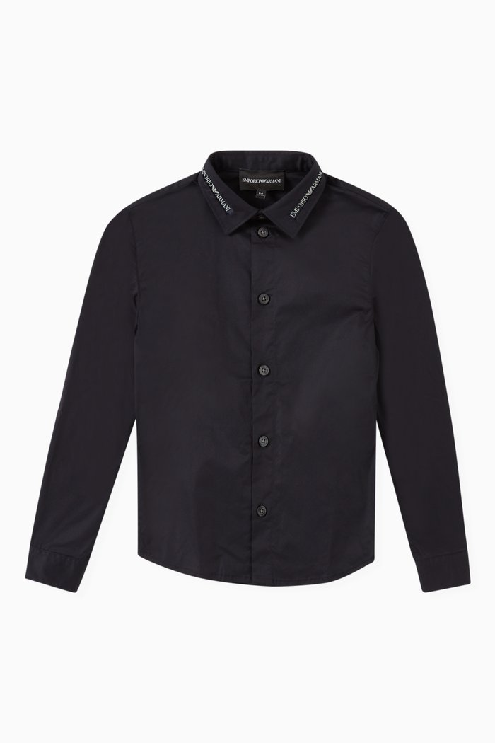 

EA Logo Tape Shirt in Stretch Cotton, Blue