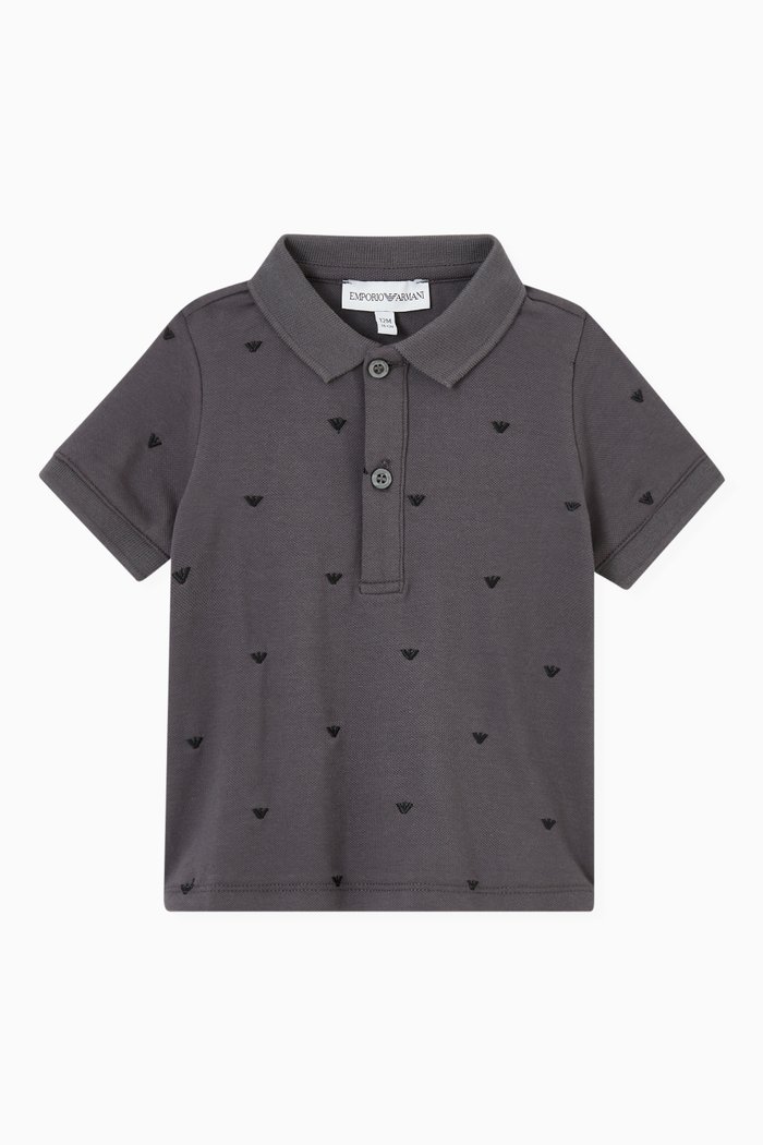EA Signature Polo Shirt in Cotton Piqué, Grey