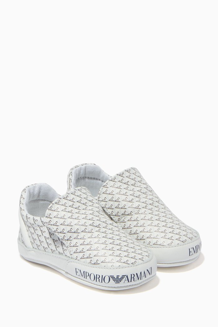 

EA Micro Eagle Slip-on Sneakers in Leather, White