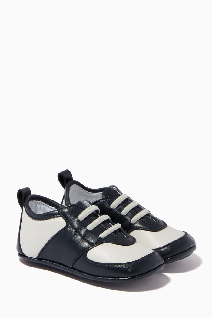 

Bi-colour Lace-up Sneakers in Leather, Blue