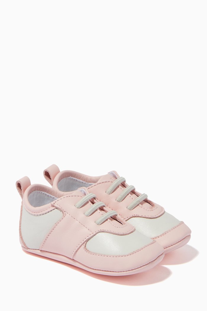 

Bi-colour Lace-up Sneakers in Leather, Pink