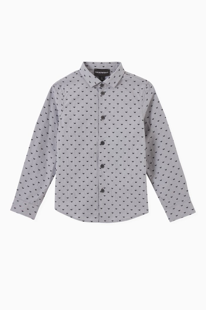 EA Eagle Embroidered Shirt in Cotton, Grey