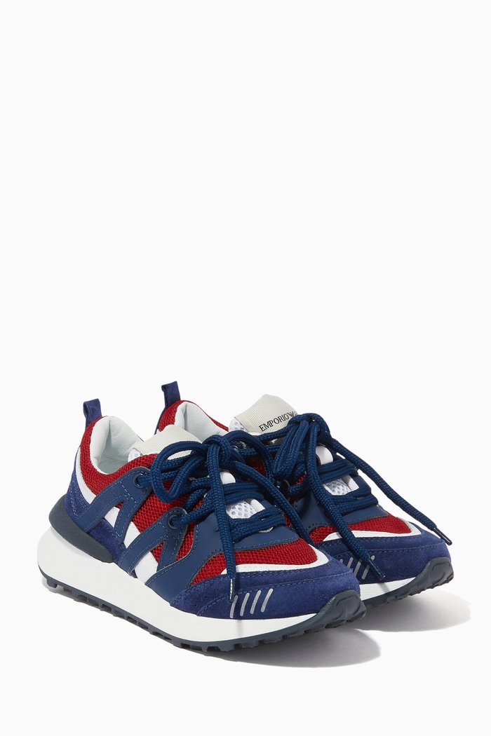 EA Crew Capsule Collection Sneakers in Mesh & Suede, Red
