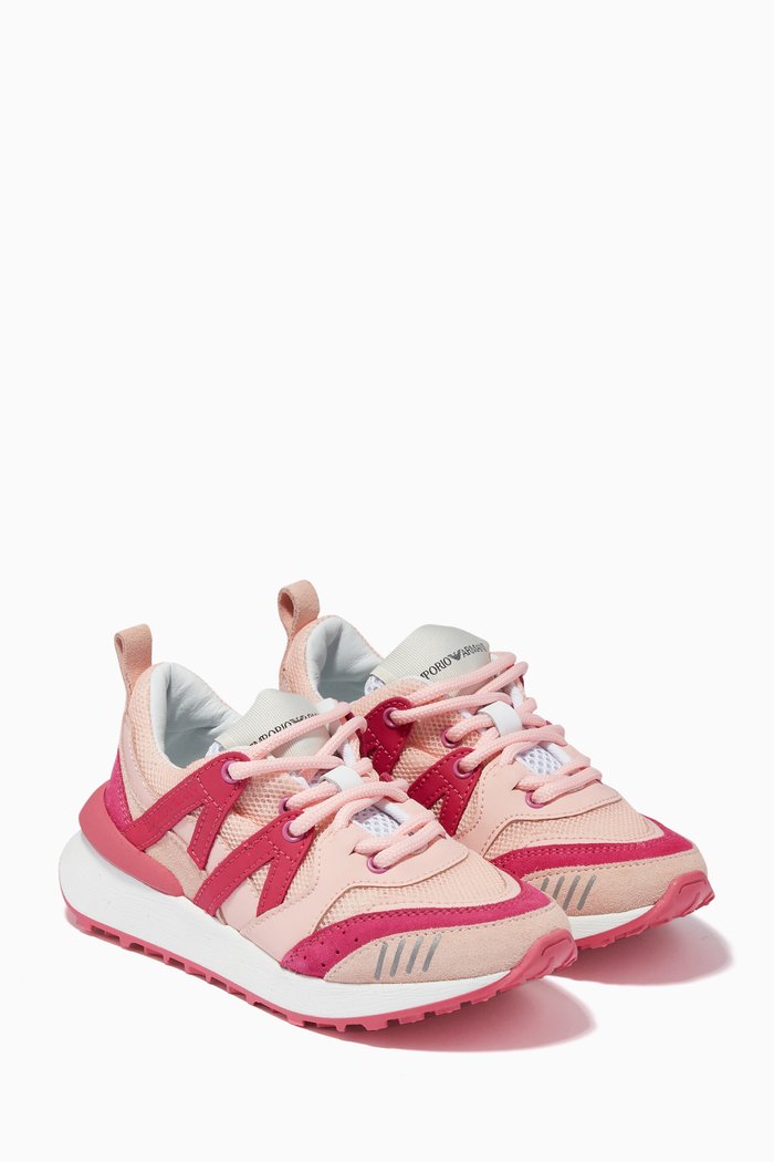 

EA Crew Capsule Sneakers in Mesh & Suede, Pink