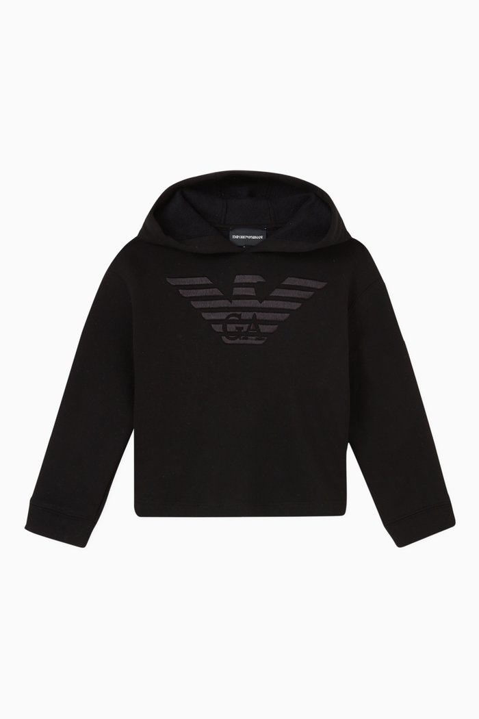 

EA Eagle Embroidered Hooded Sweatshirt in Fleece, Black