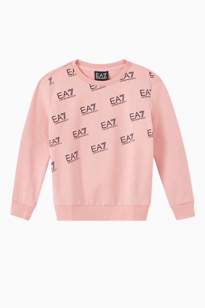 

EA7 Logo Sweatshirt in Jersey, Pink