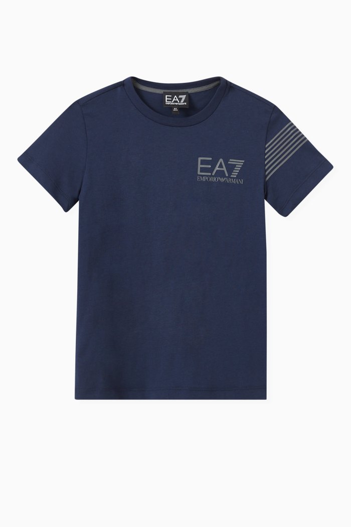 

EA7 Seven Lines Logo T-shirt in Jersey, Blue