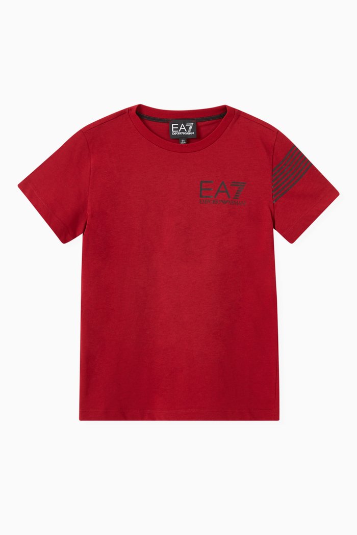 

EA7 Seven Lines Logo T-shirt in Jersey, Red