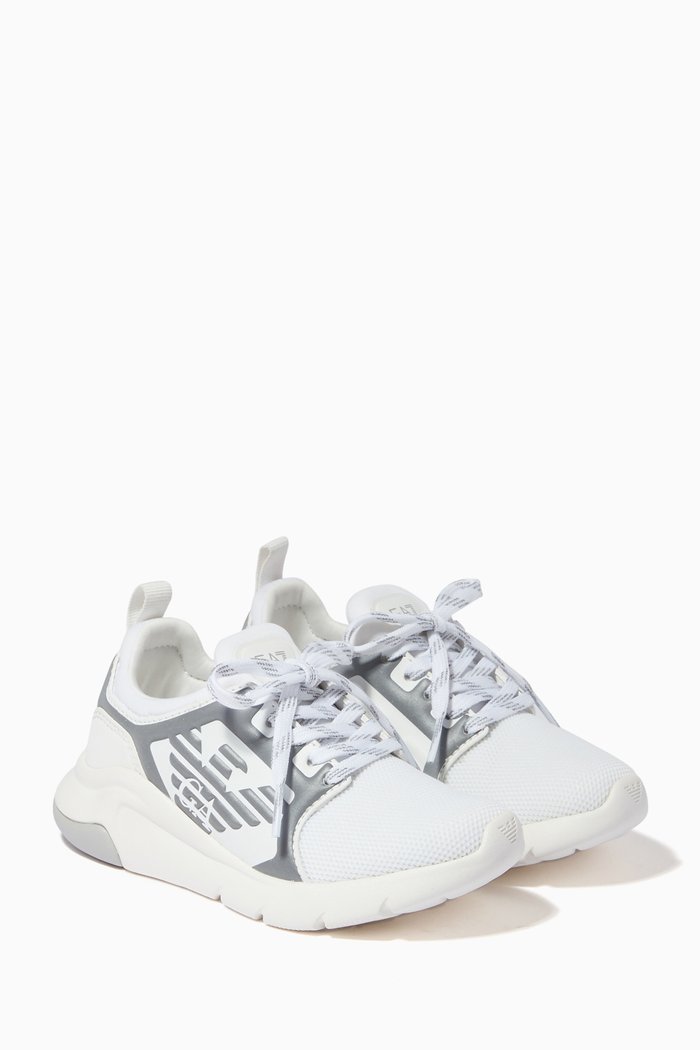 

Logo Sneakers in Leather & Mesh, White
