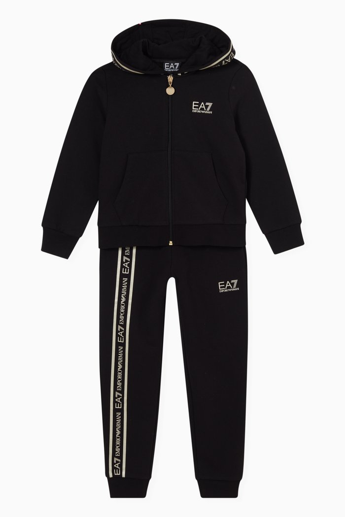 

EA7 Logo Tape Tracksuit in Jersey, Black