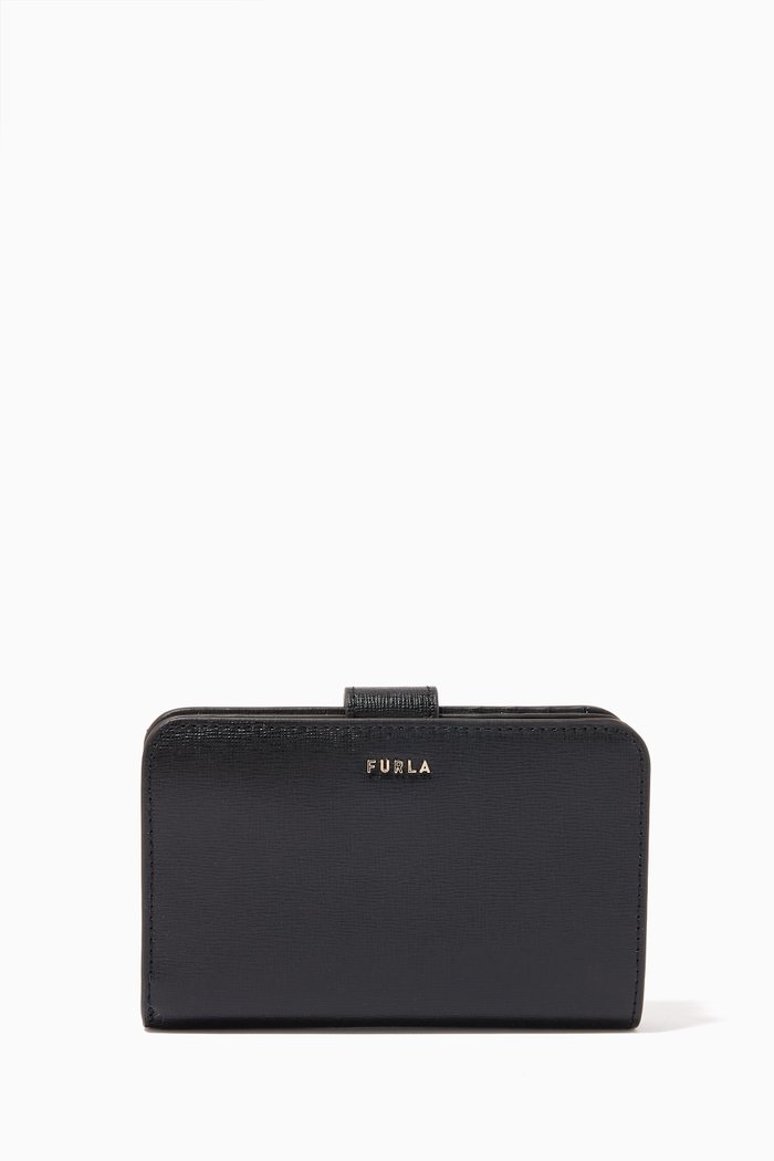 Babylon Zip Wallet in Leather, Black